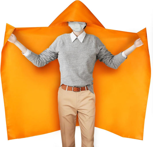 MDH Upgrade Fireproof Emergency Escape Cape - Fireproof Cloak Fiberglass & Silicone Coated Cloth - Flame Retardant Blanket for Household, Office Home- CE-Certified Fire Safety Gear (Kid: 63*59inches)