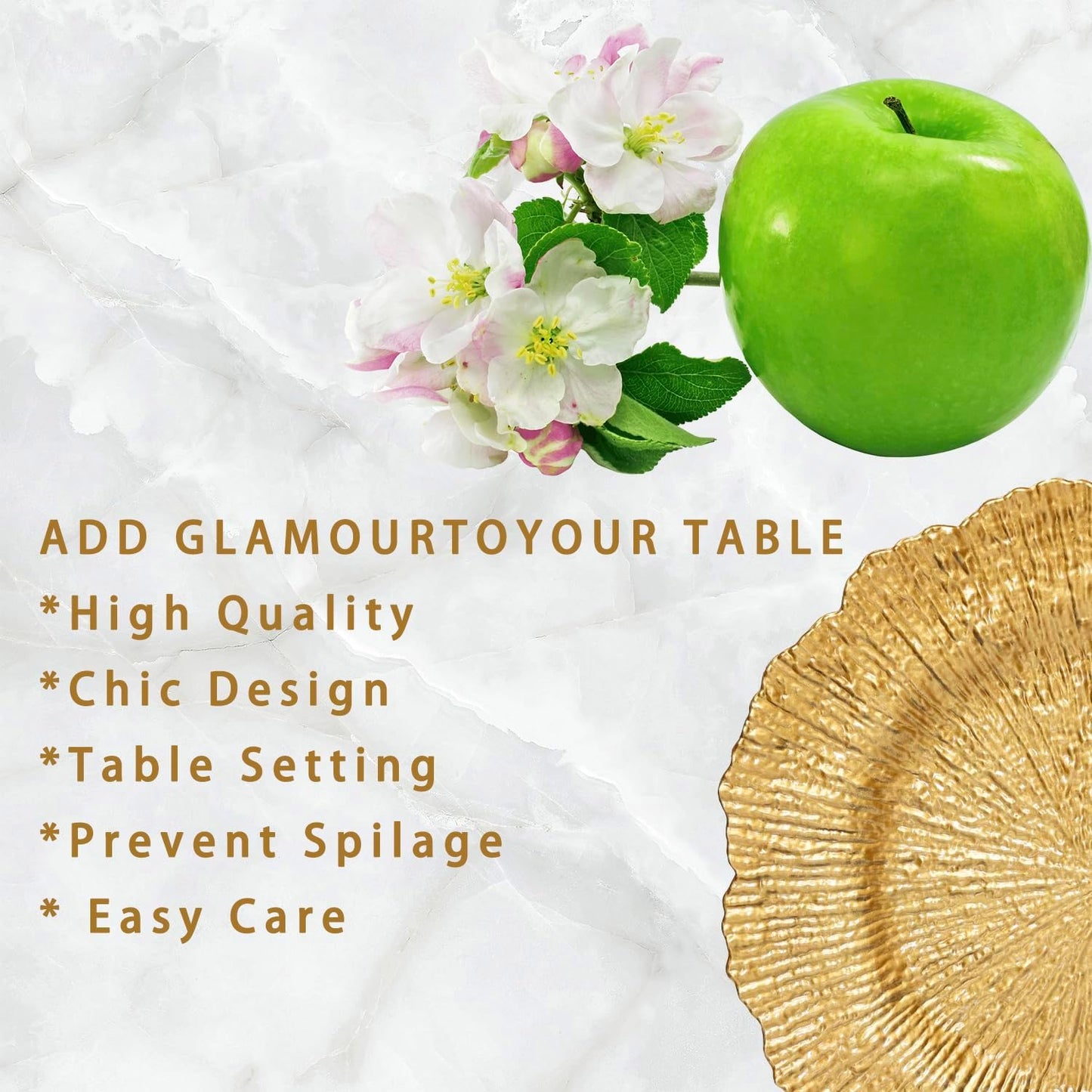 100 Pcs Charger Plates Bulk 13 Inch/Gold Charger Plate 13 in Round Matte Reef Plate Charger Ruffled Rim Dinner Charger Hollow out Flower Holde (100)