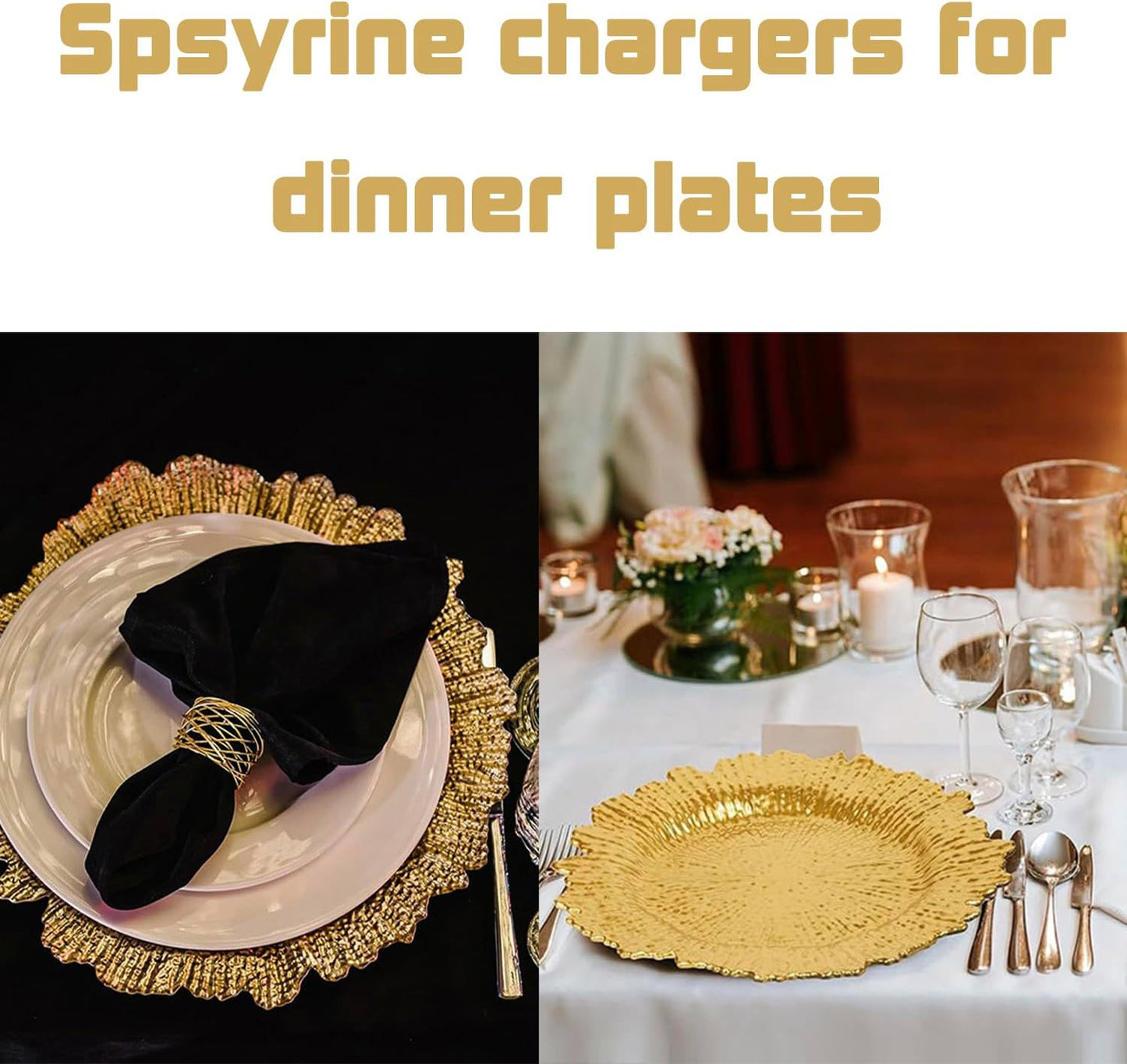 100 Pcs Charger Plates Bulk 13 Inch/Gold Charger Plate 13 in Round Matte Reef Plate Charger Ruffled Rim Dinner Charger Hollow out Flower Holde (100)