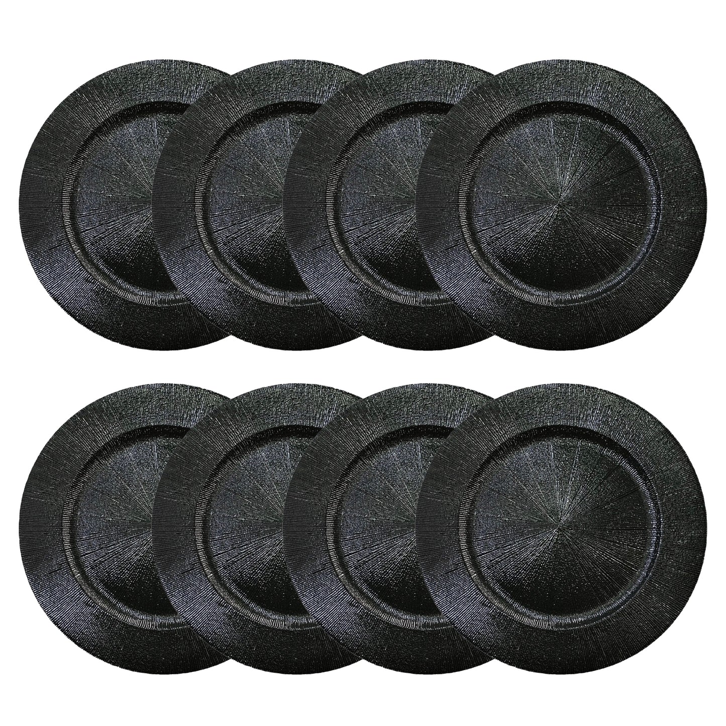 Black Charger Plates Bulk 13 Inch/Black Charger Plate 13 in Round Matte Reef Plate Charger Ruffled Rim Dinner Hollow out Flower Napkin Holde (100pcs)