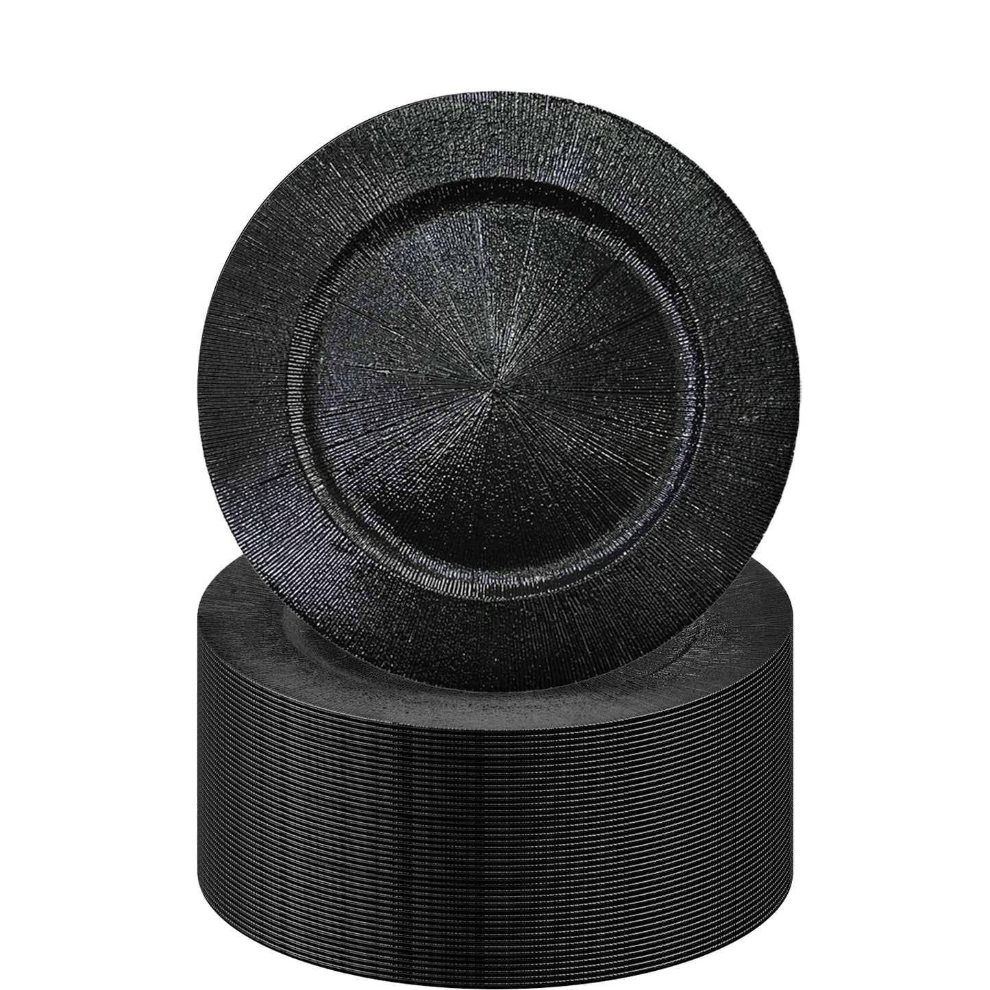Black Charger Plates Bulk 13 Inch/Black Charger Plate 13 in Round Matte Reef Plate Charger Ruffled Rim Dinner Hollow out Flower Napkin Holde (100pcs)