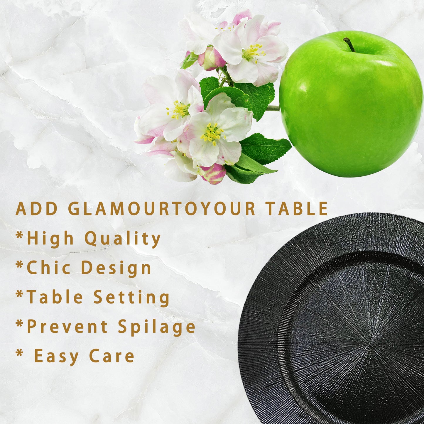 Black Charger Plates Bulk 13 Inch/Black Charger Plate 13 in Round Matte Reef Plate Charger Ruffled Rim Dinner Hollow out Flower Napkin Holde (100pcs)