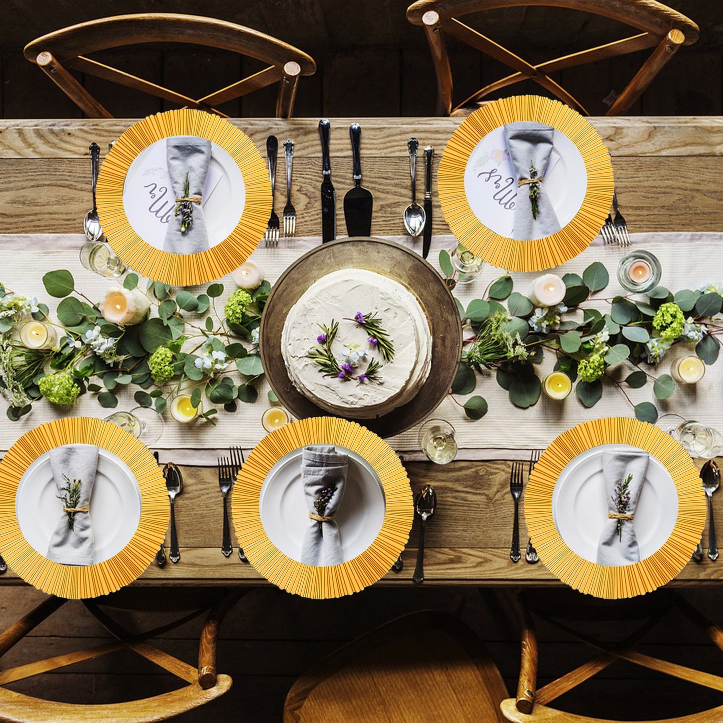 Charger Plates Bulk 13 Inch/Gold Charger Plate 100 pcs 13 in Round Matte Reef Plate Charger Ruffled Rim Dinner Charger Hollow out Flower Holde (100pcs, Gold)