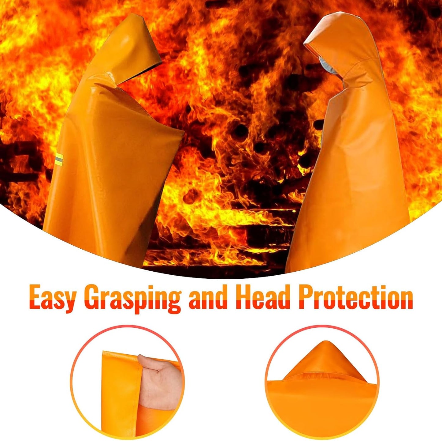 MDH Upgrade Fireproof Emergency Escape Cape -Fireproof Cloak Fiberglass & Silicone Coated Cloth - Flame Retardant Blanket for Household, Office Home- CE-Certified Fire Safety Gear (Adult: 71*67inches)