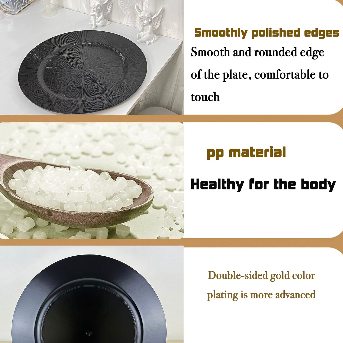 Black Charger Plates Bulk 13 Inch/Black Charger Plate 13 in Round Matte Reef Plate Charger Ruffled Rim Dinner Hollow out Flower Napkin Holde (100pcs)