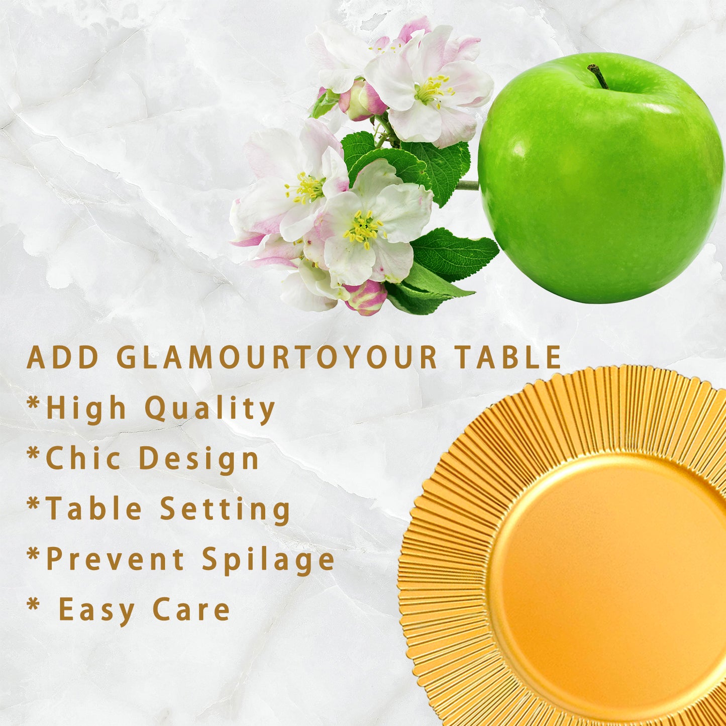 Charger Plates Bulk 13 Inch/Gold Charger Plate 100 pcs 13 in Round Matte Reef Plate Charger Ruffled Rim Dinner Charger Hollow out Flower Holde (100pcs, Gold)